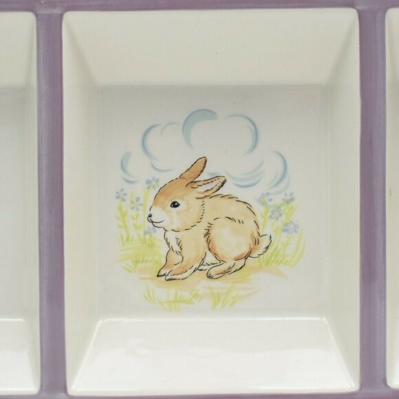 Global Design Connections Divided Rectangular Dish Easter Rabbit Lamb Duck Chick - Picture 4 of 9